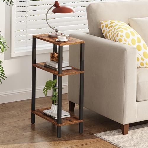 TUTOTAK Narrow Side Table, 3-Tier Small End Table for Couch