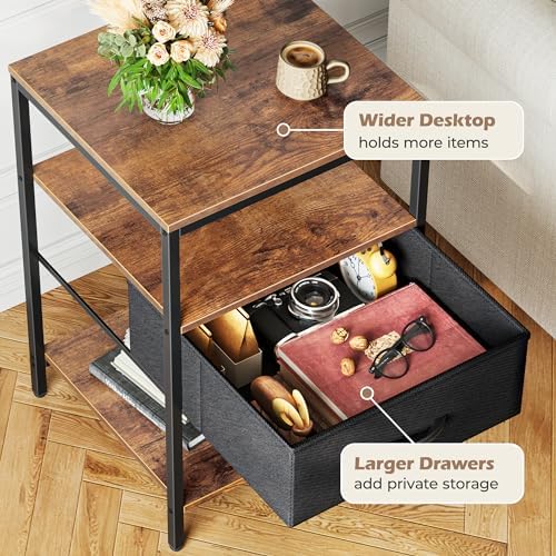 SUPERJARE Nightstand with Charging Station, USB-C Port, Bedside Table