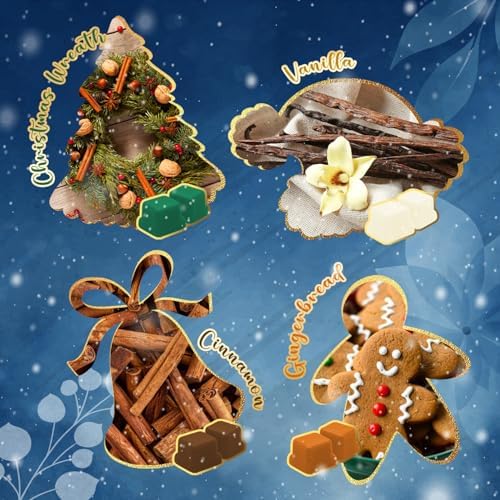 Winter Wax Melts Wax Cubes, SNOWSEN Strong Fragrance Soy Wax Cubes for Wax Warmer, Scented Wax Melts Gift Set, Gingerbread, Cranberry, Hot Chocolate, Christmas Wreath and More, Wax Melts Tarts -8 Pack