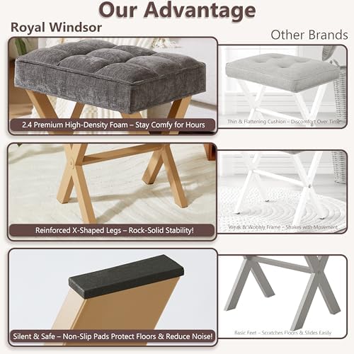 Royal Windsor Vanity Stool,Small Makeup Chair with Metal X Legs