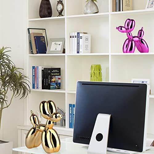 Gold Balloon Dog Decor,Gold Room Decors,Balloon Animal Preppy Room Shelf Decor,Cute Statue Home Decors,Bedroom Modern Sculpture Desk Decoration,Golden Decorations Gifts