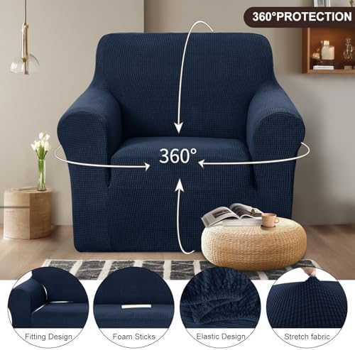 U-NICE HOME Stretch Recliner Chair Cover Armchair Slipcover, Navy