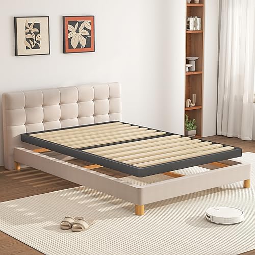 VIPSHOW 2 Inch Twin Sag-Proof Wooden Slats Box Spring with Round Corners