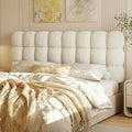 Pinmoco Queen Cloud-Shaped Upholstered Headboard, Teddy Fleece Beige