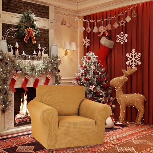 KEKUOU Stretch Chair Sofa Slipcover, Single Couch Cover,Golden