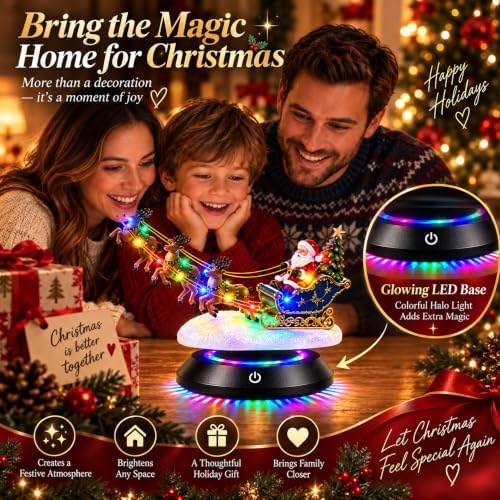 Floating Santa Sleigh with Reindeer, Magnetic Levitation Christmas Decor