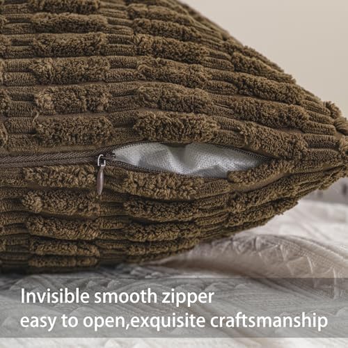 Aegero Pack of 2 Corduroy Decorative Throw Pillow Covers 22x22 Inch, Green