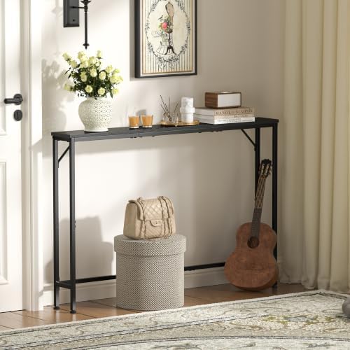 47.2" Console Table, Narrow Entryway Table, Skinny Sofa Table, Behind CouchTable, Long Skinny Table, DisplayTable for Entryway, Living Room, Foyer, Corridor, Office, Black