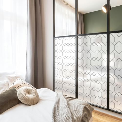 DKTIE Moroccan Lattice Window Privacy Film Stained Glass 23.6in X 118.1in