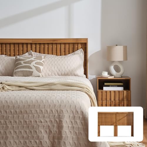 UEV Headboard with Light Elegant Wood Design, 81.5 Inch Wide Headboard Only, Modern Farmhouse, Fluted Panel, Wall Mounted, Wingback(Wooden,King)