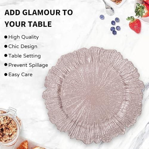 MAONAME Pink Charger Plates Set of 12, Reef Chargers for Dinner Plates