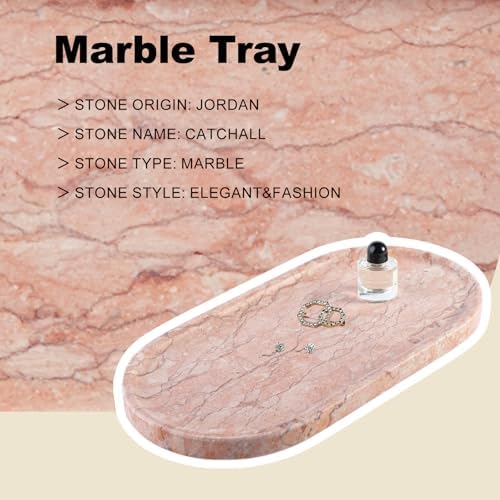 Koville Norway Natural Marble Tray, 12"x6" Vanity Decorative Tray for Countertop, Catchall Tray for Perfume, Candles, Jewelry Dish