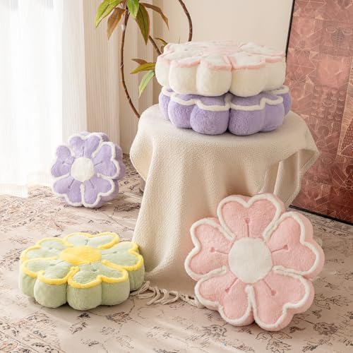 Flower Shaped Decorative Throw Pillow Cushion for Bed Couch, Cute Flower Plush Throw Pillows Home Decor Floor Pillow Seating Cushions (Pink, 13.7 Inches)