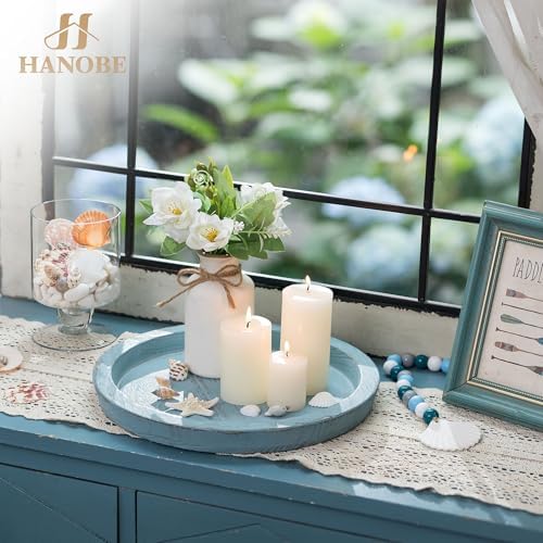 Hanobe Coastal Decorative Tray, Farmhouse Plate for Beach Table Decor