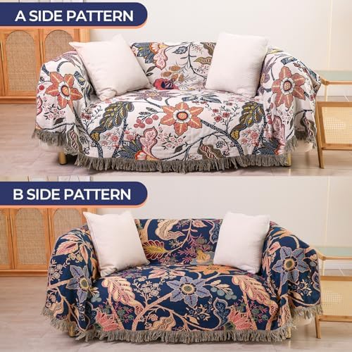 100% Cotton Boho Throw Blanket for Bed Couch Travel 60"x80"
