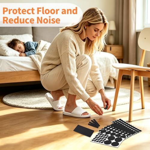 Felt Furniture Pads 300 Pieces, Furniture Pads for Hardwood Floors Black