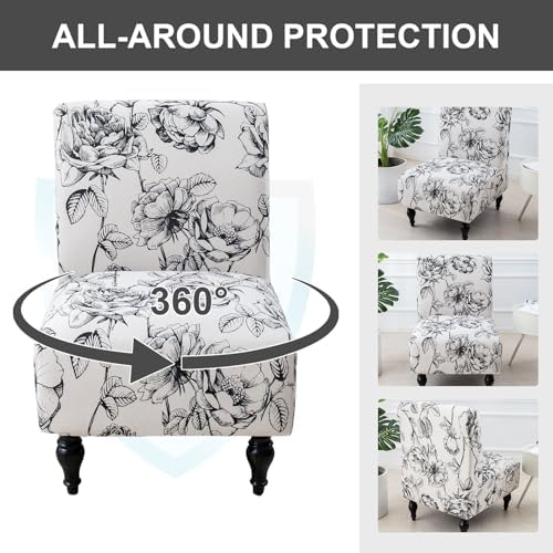 Eco-Ancheng Armless Chair Slipcover Removable Armless Accent Chairs Covers Washable Armless Slipper Chair Slipcover Printed Armless Chair Furniture Protector Covers for Living Dining Room Hotel