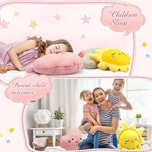 Queekay Set of 3 Kids Cloud Rainbow Pillows Sun Plush Decor, Cute Style
