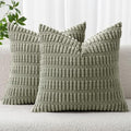 MIULEE Euro Sham Corduroy Decorative Throw Pillow Covers 24x24 Light Olive