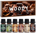 Woody Essential Oils Set, ARVIDSSON Woodsy Fragrance Oil for Candle Making, Sandalwood, Leather, Teakwood, Frankincense, Cedarwood, Pine, Diffuser Essential Oil for Men and Women