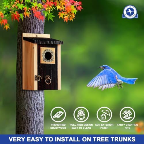 SISTERBIRD 2 Pack Bluebird Houses for Outside, Blue Bird House Warming Gift