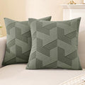 JIVINER Decorative Geometrical Throw Pillow Covers 18 x 18 Inch, Set of 2 Soft Modern Pattern Pillow Covers for Sofa, Couch, Living Room, Army Green