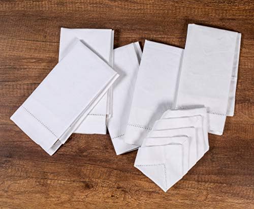 Lightnpro Decorative Hemstitched Cloth Dinner Napkins, 18x18 Inch White