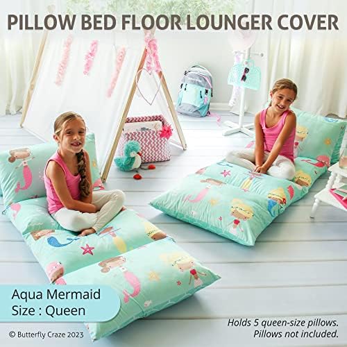 Butterfly Craze Floor Pillow Cover Plush Folding Lounger Bed Cushion Case