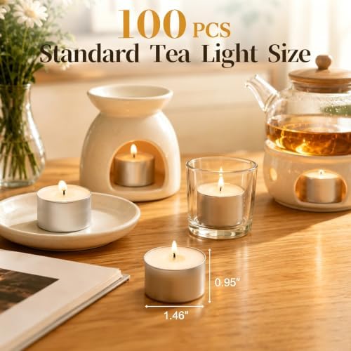 Tea Lights Candles 8 Hours, 100 Pack Palm Wax Tealight