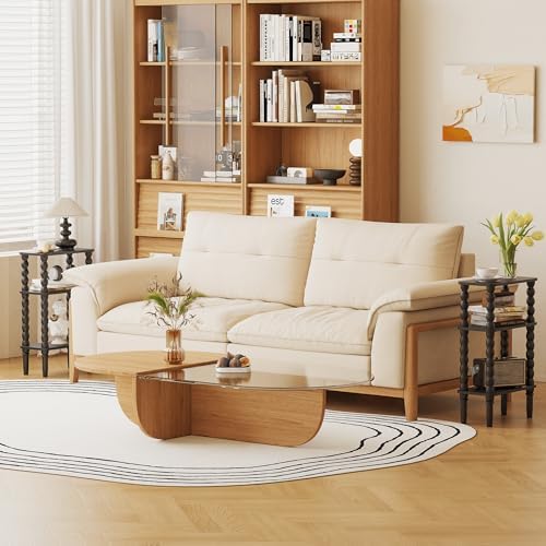 Veegle Narrow Side Table Small End Table for Small Spaces Black