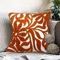 Alysheer Floral Embroidered Throw Pillow Cover 18"x18" 1pc, Burnt Orange