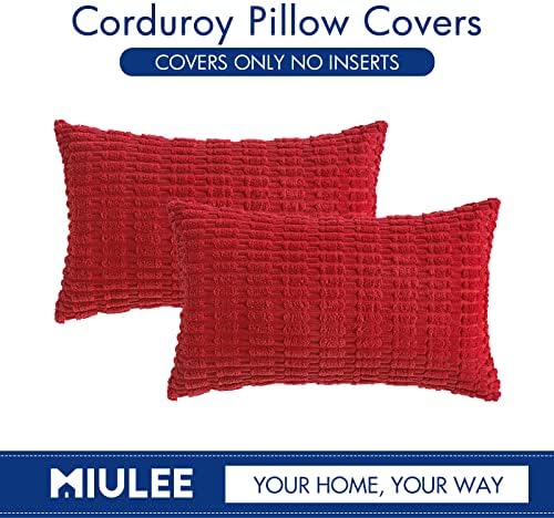 MIULEE Christmas Corduroy Decorative Throw Pillow Covers Pack of 2 Red 12x20