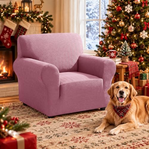 XINEAGE Stretch Armchair Slipcover, Non-Slip Pet Couch Cover,Pink