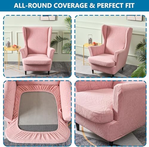 HZDHCLH Wingback Chair Slipcovers 2 Piece Stretch Spandex Washable