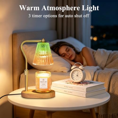 seenlast Green Gold Candle Warmer Lamp with Timer Dimmer Adjustable Height,Mothers Day Gifts,Electric Wax Warmer Vintage Home Decor for Scented Jar Candles,Birthday Gifts for Women