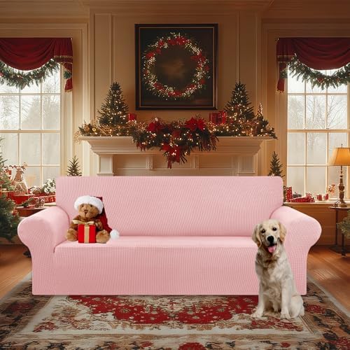 KEKUOU Stretch Oversized Couch Covers for Sofa Slipcover,Dusty Pink