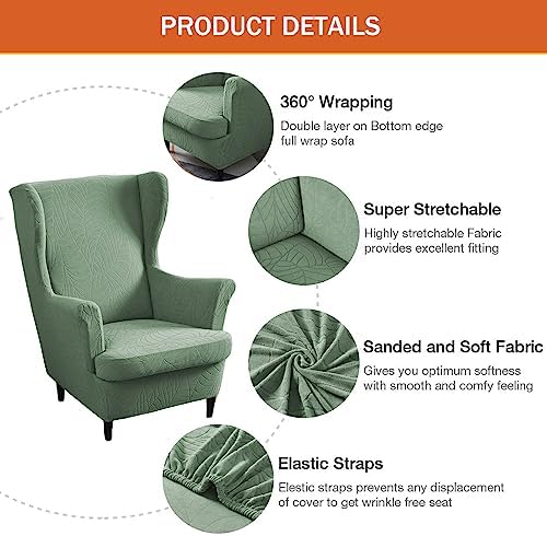 NILUOH Stretch Wingback Chair Slipcovers 2-Piece