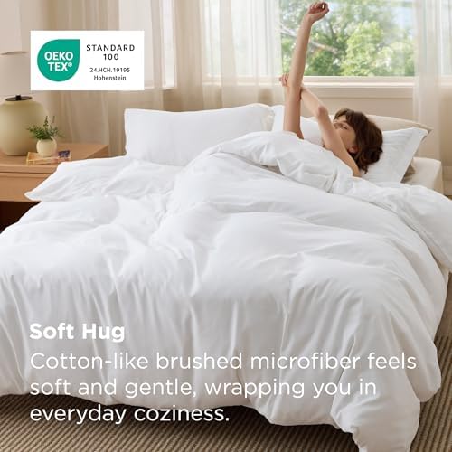 Bedsure Duvet Cover Full Size, Soft Double Brushed Bedding Set, 3Pcs, White