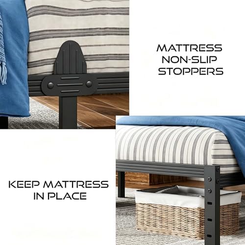 12 Inch Twin Size Metal Platform Bed Frame,Anti-Slip Mattress Support