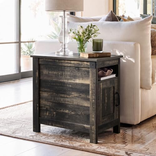 WLIVE End Tables for Living Room & Bedroom w/ Charging, Narrow Nightstand