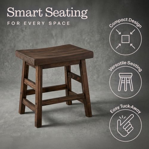 Alaterre Furniture Pomona Solid Wood Bar Stool, Rustic Brown, 20”