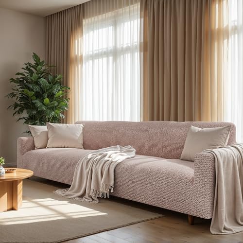 PAULATO Premium Stretch Couch Covers for Sofa - Sofa Chair Cover Washable, Dogs & Pets Friendly - Elastic Polyester Loveseat Slipcovers - Non-Slip Love Seat Couch Covers - Blush Taupe (86"-120" Wide)