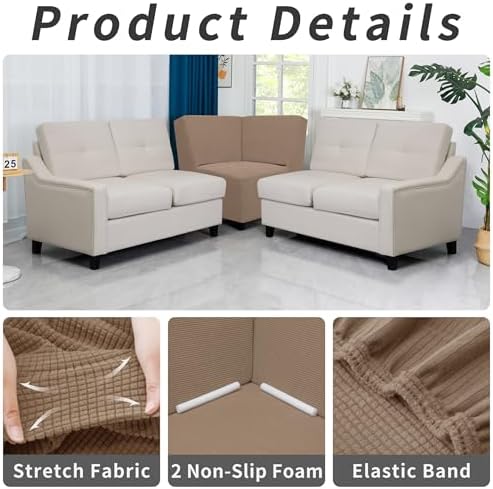 Easy-Going Stretch Soft Sectional Corner Sofa Couch Slipcover Camel