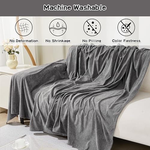 MEETSKY Sectional Couch Cover for 3 Cushion Sofa Washable, Cat Scratch Proof Sofa Covers, Furniture Protector Oversized L Shape Big Sofa Slipcovers for Dogs, 91" x 150", Grey