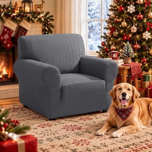 XINEAGE Stretch Armchair Slipcover, Non-Slip Pet Couch Cover,Light Gray