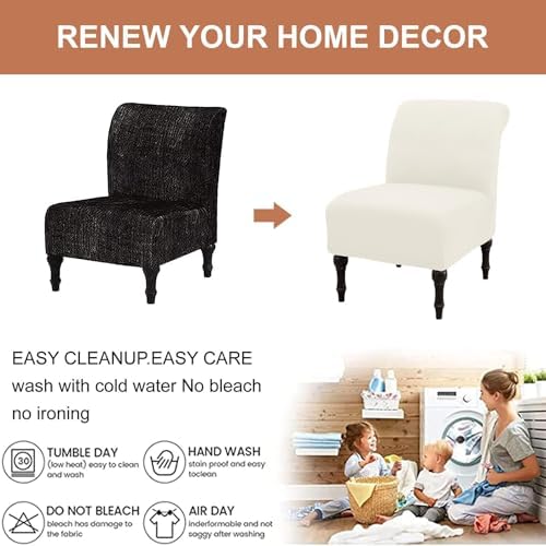 Eco-Ancheng Armless Chair Slipcover Removable Armless Accent Chairs Covers Washable Armless Slipper Chair Slipcover Printed Armless Chair Furniture Protector Covers for Living Dining Room Hotel