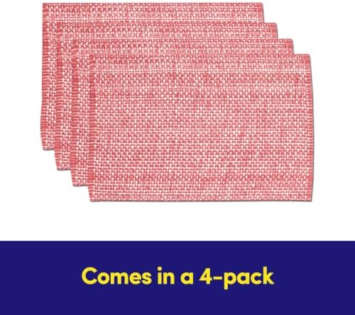 Sweet Home Collection 100% Cotton Placemats for Dining Room Rectangle Two Tone Woven Fabric 13" x 19" Soft Durable Table Mat Set, Set of 4, Pink
