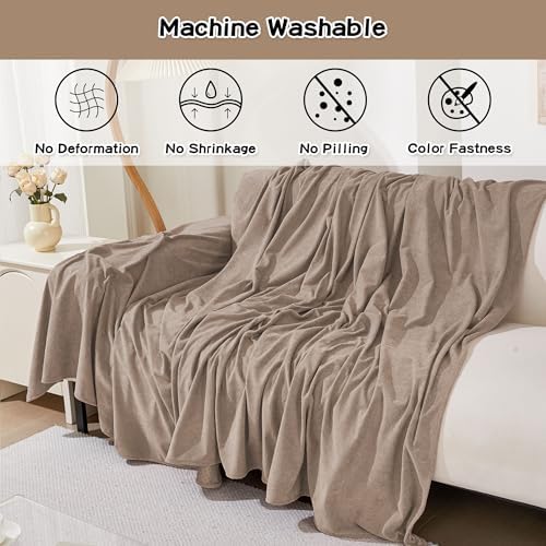 MEETSKY Washable Couch Cover for 2 Cushion Sofa, Cat Scratch Proof Sofa Covers Love Seat L Shape Soft Sectional Sofa Slipcover Furniture Protector for Dogs Pets Kids, 71" x 102", Khaki