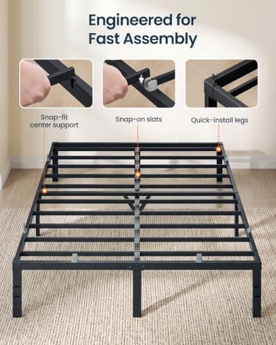 SONGMICS HOME Queen Metal Bed Frame, Under-Bed Storage, Load 1,100 lb