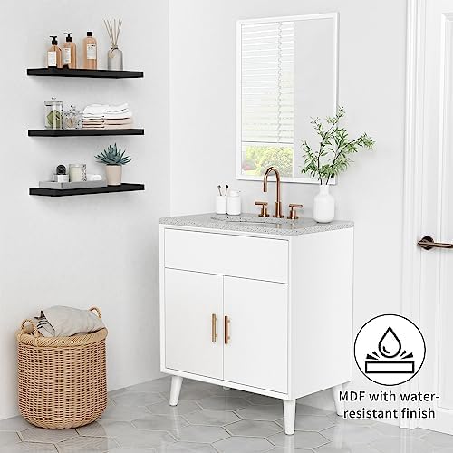24 Inch Floating Shelves for Wall, Black Wall Shelf for Bedroom Set of 3